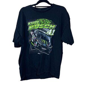Stewart Haas Nascar Graphic T-Shirt Kurt Busch 41 Black Green Size 2XL Short Sle
